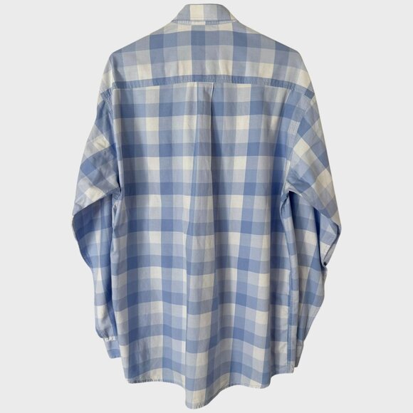 Cinch Check Pattern Button-Down Long-Sleeve Shirt Blue Men's Medium 100% Cotton - Picture 4 of 11